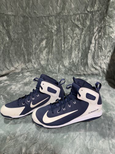 Blue Men's Size M 10.0 (W 11.0) Adult Nike Alpha Huarache Elite High Top Footwear Metal (Used)