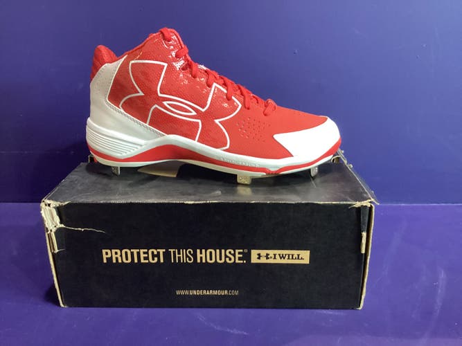 Red Men's Size M 7.5 (W 8.5) Adult Under Armour Metal (New)