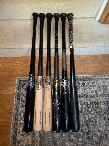 Bundle of Five 33” 30 oz Wood Bats including Two Louisville Slugger C271 Maple, LS CY22, and more