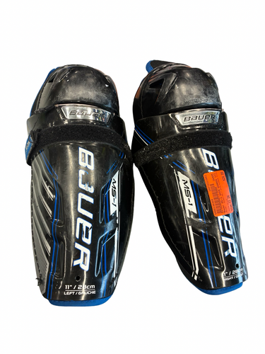 Used Bauer MS-1 SHIN GUARDS 11IN Intermediate Shin Guards Black 11" 11682-S000136369