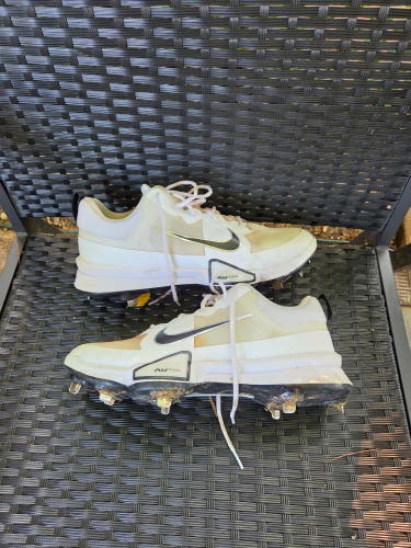 White Men's Size 13.0 (W 14.0) Adult Nike Low Top Force zoom trout 9 pro Metal (Used)