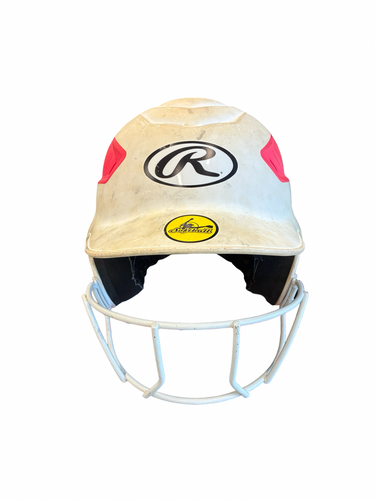 Used Rawlings BATTING HELMET Batting Helmet w/Mask White MD 11682-S000135152
