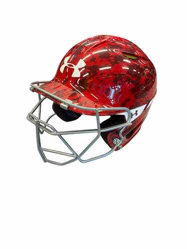 Used Under Armour HELMET W MASK Batting Helmet w/Mask Red MD 11682-S000135671