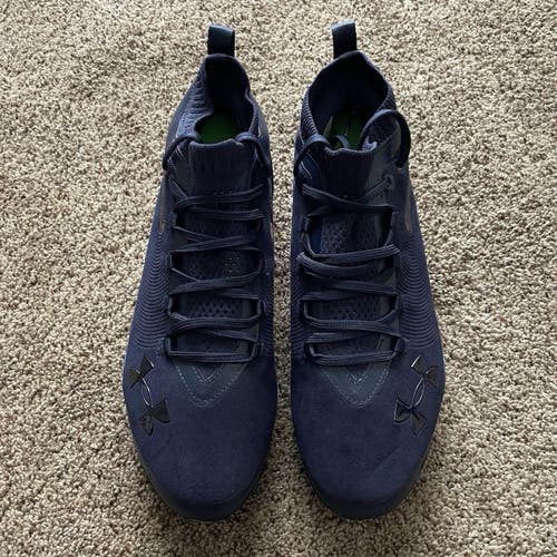 new men's 7 Under Armour Spotlight Suede Pro MC 6000074 Navy Football Cleats