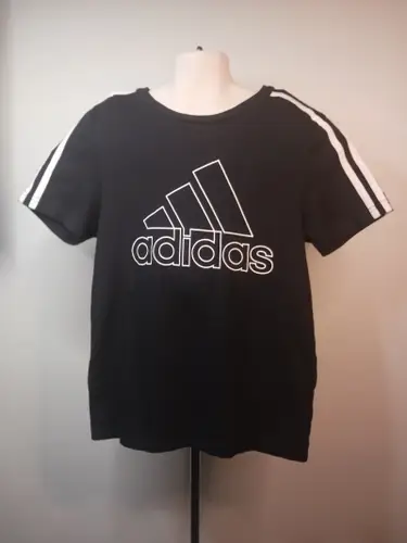 ADIDAS Boys Black & White Graphic Short Sleeve T-Shirt Youth Size S (Used)