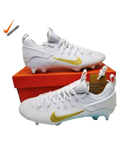 Men's Size M 8.0 (W 9.0) Nike Huarache 9 Elite Low SE LAX Lacrosse Cleats FD0089-100 white gold