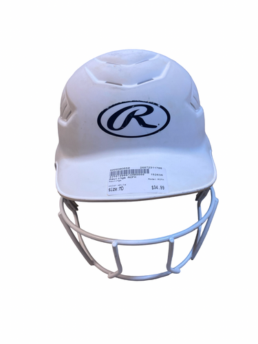 Used Rawlings RCFH Batting Helmet w/Mask White MD 11706-S000383550