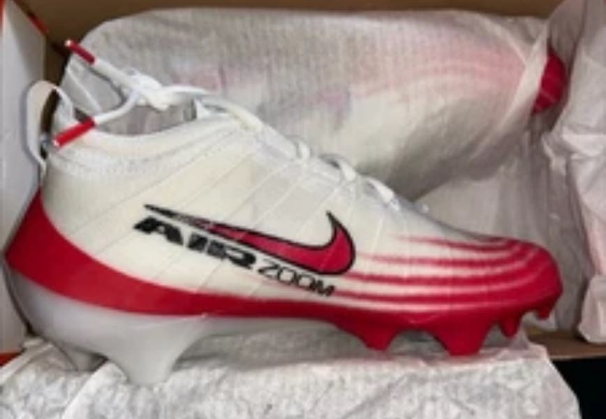 Nike Zoom Vapor Elite 1 White Red Football Cleats FB3288-102 