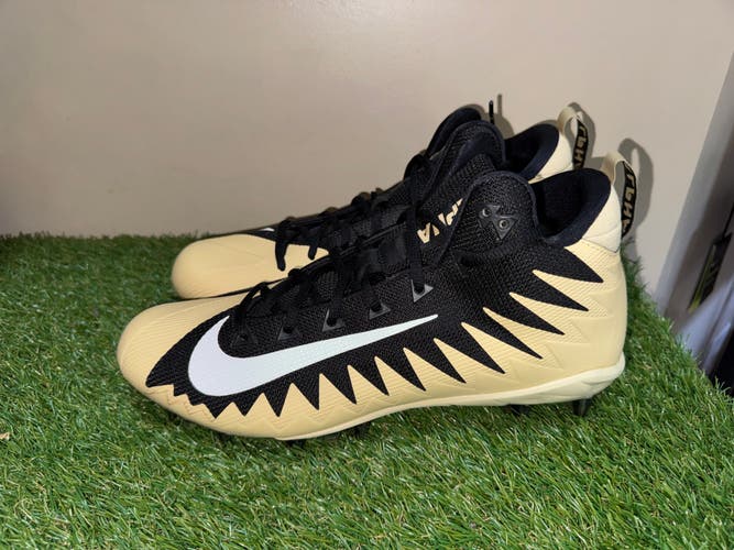 Men's 12 Nike Alpha Menace Pro Mid PE Football Cleats Black Gold AJ6604-002 NFL