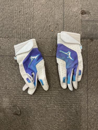 Used Mizuno BATTING GLOVES BB/SB Batting Gloves White LG 11614-S000240928