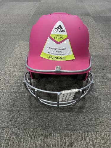 Used Adidas ADJUSTABLE SOFTBALL HELMET Batting Helmet w/Mask Pink SM 11614-S000240896