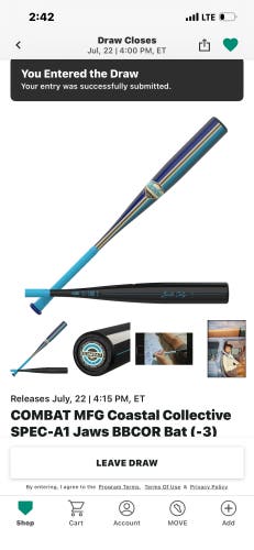 2026 Combat MFG Spec A1 Alloy BBCOR Certified Bat (-3) 29 oz 32" (New)