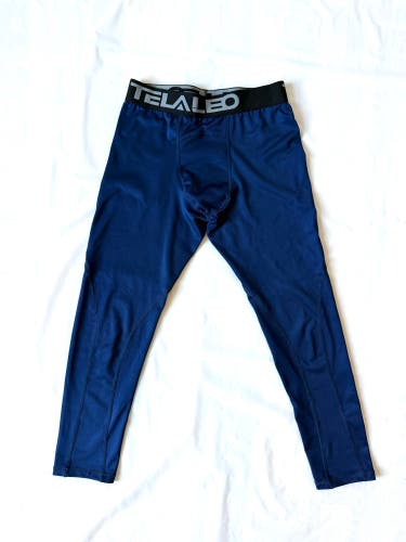 TELALEO Boys Youth Navy Blue Compression Pants base layer size M