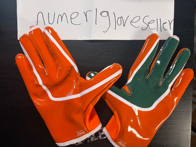 Miami Hurricanes Orange XL Adult Adidas Adizero football Gloves (New)