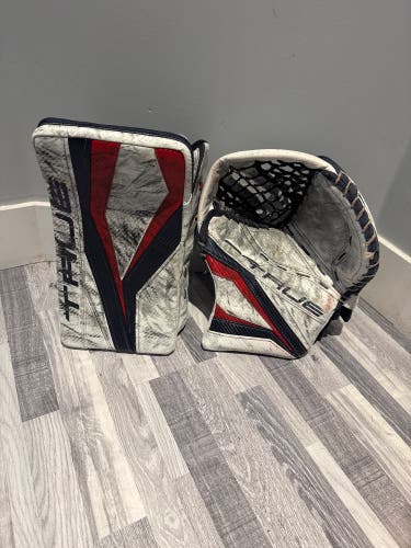 True L12.2 Regular Pro Stock Glove and Blocker Blue and Red (Used)