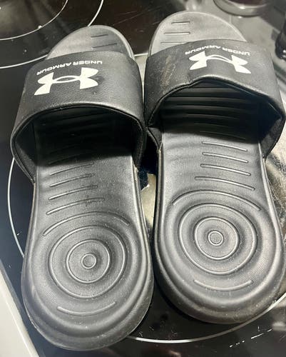 Black Men's Size M 10.0 (W 11.0) Adult Under Armour Sandals (Used)