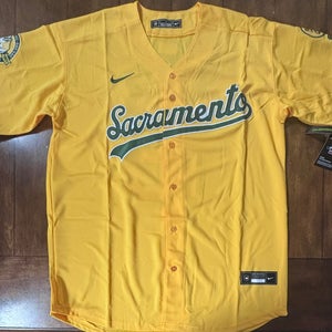 Sacramento Athletics Nick Kurtz Home Yellow Stitched Jersey Adult Large NWT
