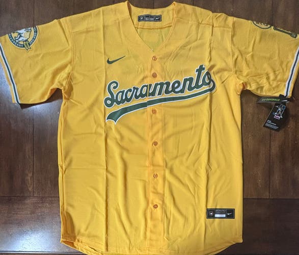 Sacramento Athletics Nick Kurtz Home Yellow Stitched Jersey Adult Large NWT