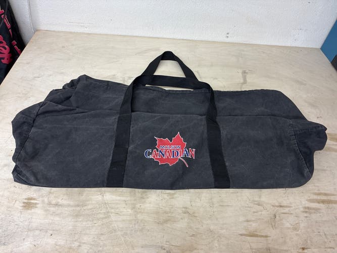 Molson Canadian 38” Canvas Denim + Leather Equipment Carry Bag water resistant + HD webbing straps