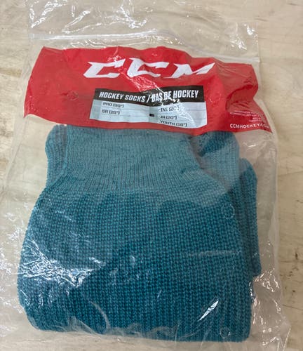 CCM TEAL 20” JUNIOR JR WOOL KNIT Hockey Socks new in package