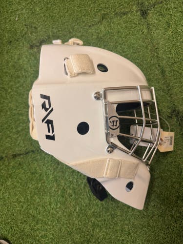 White Junior Warrior R/F1 Goalie Mask (New)