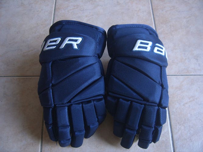 Good Condition Bauer Vapor Team Pro Hockey Gloves sz 14" Navy Blue