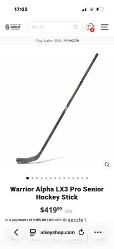 2 Senior Warrior Alpha LX3 Pro Right Handed Hockey Stick W28 75 Flex Pro Stock (New)