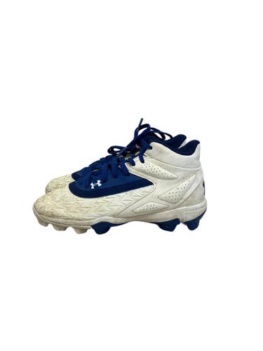 Used Under Armour LEADOFF MID BB/SB Cleats White And Royal Blue Junior 03.5 11692-S000152247