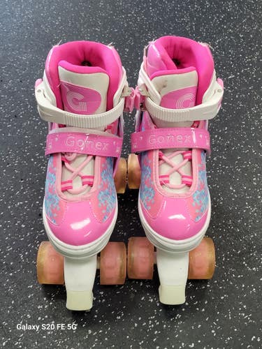 Used GONNEX Junior Roller Quad Skates White Adjustable 11849-S000042416