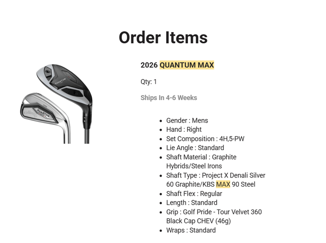 Callaway Quantum Max Hybrid Combo Iron Set 2026