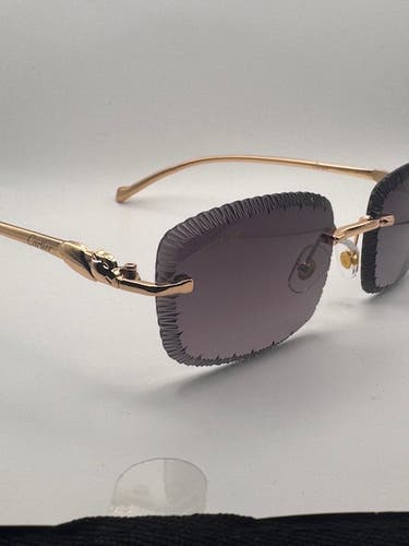 Cartier Panthère de Cartier Dark Gray Lens Gold Temples Unisex Adult Medium/Large Sunglasses (New)