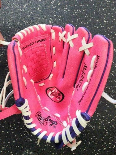 Used Rawlings PL90PPW TBALL BB/SB Glove RH Throw Pink 9" 11849-S000042287
