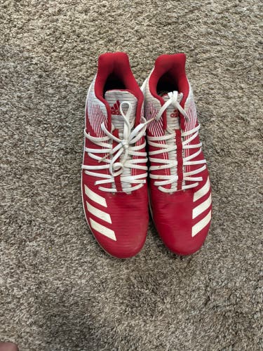 Red Men's Size M 12.5 (W 13.5) Adult Adidas Adizero Low Top Metal (Used)