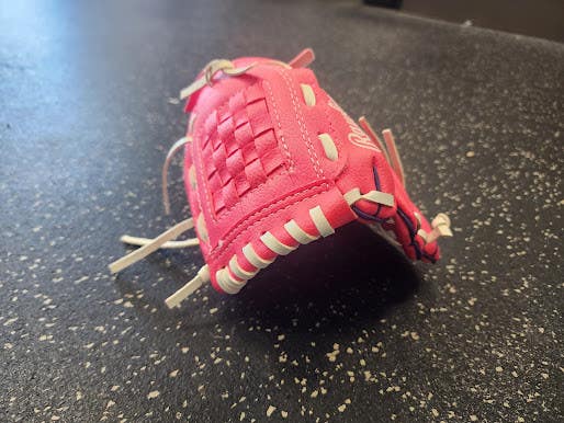 Used Rawlings PL90PPW TBALL BB/SB Glove RH Throw Pink 9" 11849-S000042288