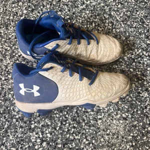 Blue Kid's Size M 8.5 (W 9.5) Under Armour Mid Top Molded Cleats (Used)
