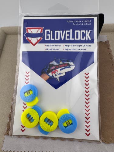 New Mixed Carolina Blue and Yellow Glove Locks Keep Baseball Glove Laces Tight
