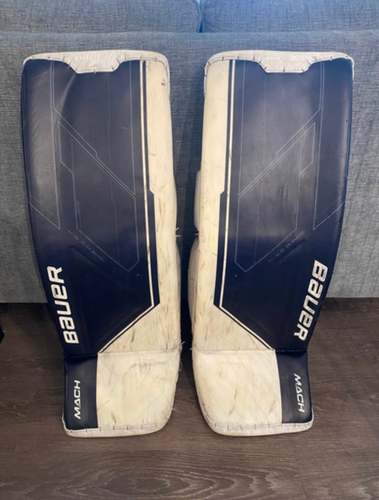 College Pro Stock Navy Medium Bauer Supreme Mach Goalie Leg Pads (Used)