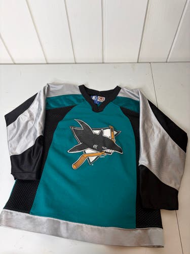 San Jose Sharks NHL Replica Green Large Kids Unisex Starter Jersey (Used)
