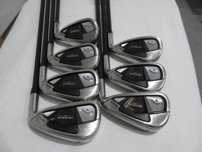 Callaway Rogue ST Max Iron Set - 6-PW, AW, GW - Senior Flex Graphite - NEAR MINT
