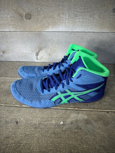 Asics Wrestling Shoes Men’s 10.5 Blue Green Matflex 6 High Top 1081A021