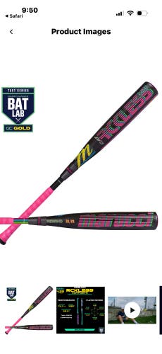 2026 Marucci Rckless Composite USSSA Certified Bat (-10) 19 oz 29" (Used)