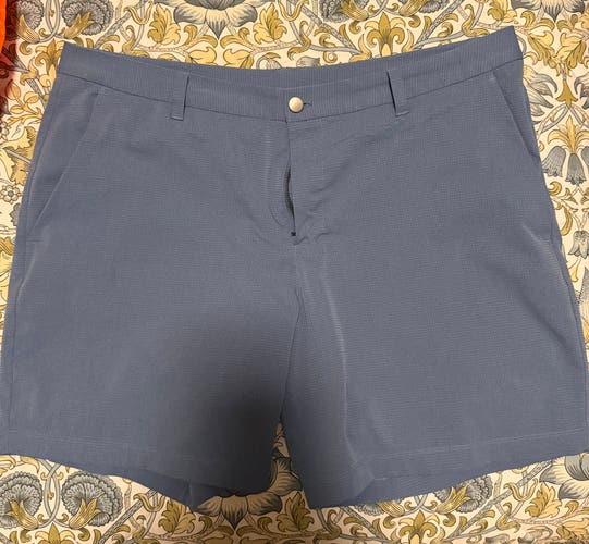 Men's Lululemon 5” Size 38” Flat Front Blue Shorts
