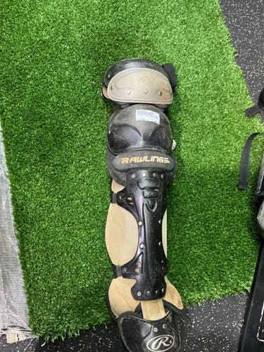 Used Rawlings BLACK SHINGUARDS Catchers Leg Guards Black Adult 10743-S000485434