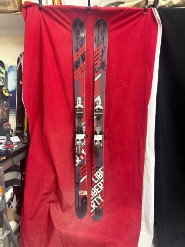 Skis: Liberty Hazmat skis, 181cm
Bindings: Rossignol 
Binding Range: 280-315mm
All mountain twin tip