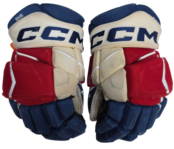 CCM Jetspeed Pro Stock Custom Hockey Gloves 14" Wolfpack AHL BMB USED (15600)