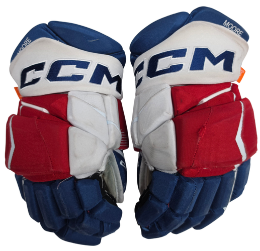 CCM Jetspeed Pro Stock Custom Hockey Gloves 14" Wolfpack AHL Moore USED (15602)