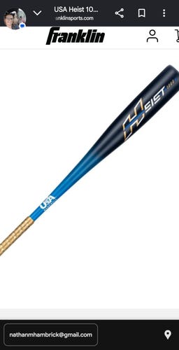 2024 Franklin Heist Alloy USABat Certified Bat (-10) 16 oz 26" (Used)