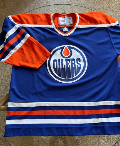 Vintage CCM Edmonton Oilers NHL Hockey Jersey Blank Blue Men's (Used)