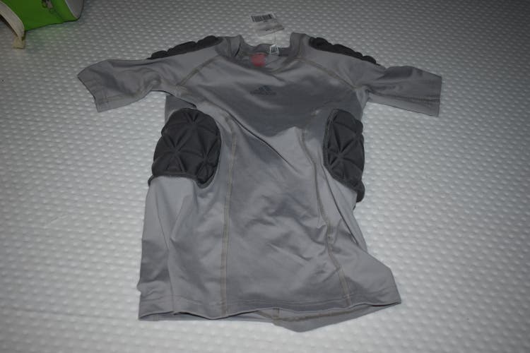 NEW - Adidas SmashPad TechFit 5-Pad Protective Compression Shirt, Gray (Sample), Youth