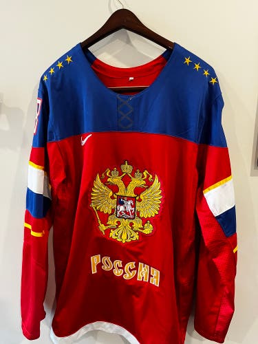 2014 Nike Sochi Olympics Russia POCCHA IIHF Ovechkin Hockey Jersey XXL